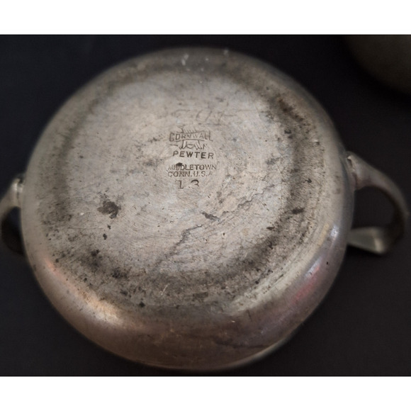 Vintage Cornwall Pewter Middletown Conn USA Sugar and Creamer #13 - Picture 3 of 8